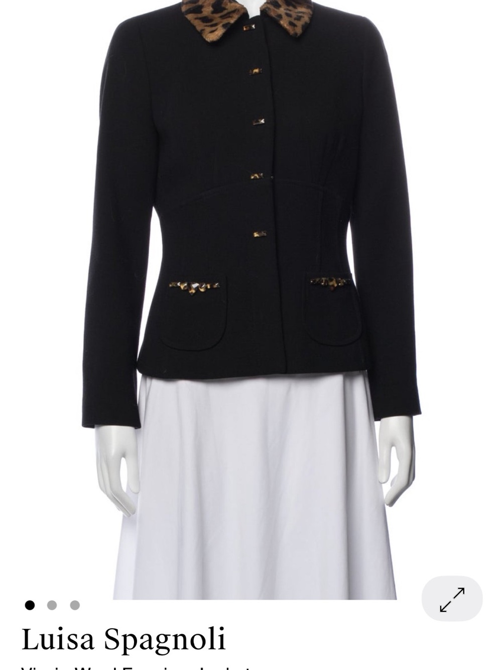 Luisa Spagnoli Black Blazer with Leopard Collar Accent